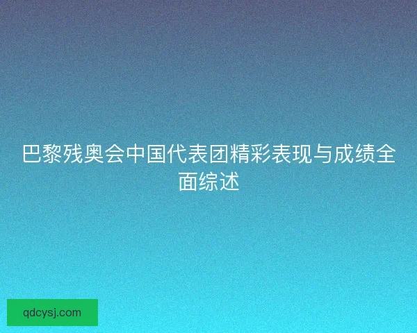 巴黎残奥会中国代表团精彩表现与成绩全面综述
